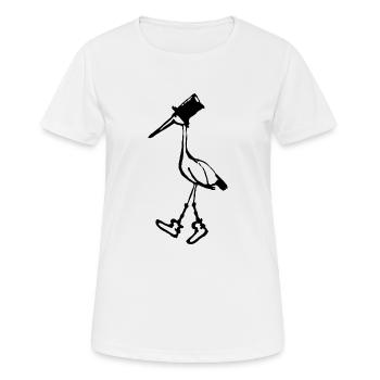 Herr Storch - Frauen T-Shirt atmungsaktiv - Weiß - Vorne - AI Model Female 172 dark (172cm)