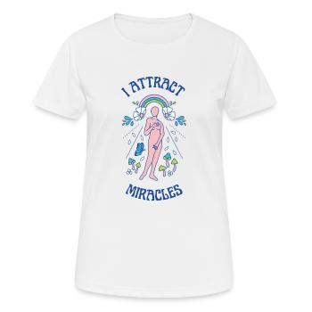 Citation de la loi de l’attraction - T-shirt respirant Femme - blanc - Devant - AI Model Female 172 dark (172cm)