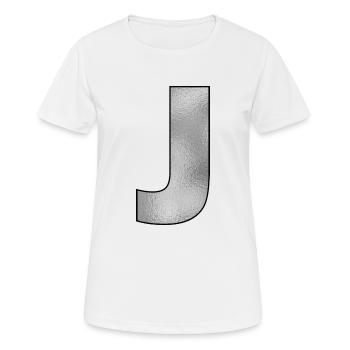 Lettre J Argent - T-shirt respirant Femme - blanc - Devant - AI Model Female 172 dark (172cm)