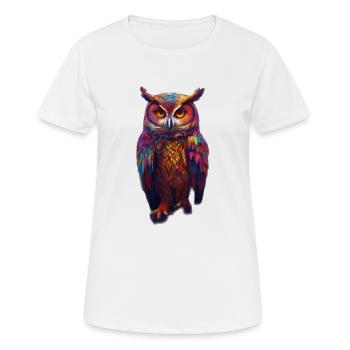 Bunte Eule - Frauen T-Shirt atmungsaktiv - Weiß - Vorne - AI Model Female 172 dark (172cm)