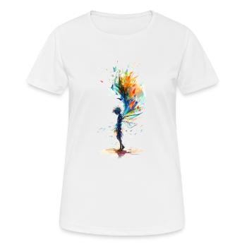 Colorful mythical creature fairy elf with wings - Women's Breathable T-Shirt - white - Front - AI Model Female 172 dark (172cm)