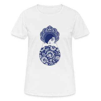 Matroschka Katharina - Frauen T-Shirt atmungsaktiv - Weiß - Vorne - AI Model Female 172 dark (172cm)