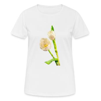 Couleurs d’eau fleurs printemps printemps tulipe - T-shirt respirant Femme - blanc - Devant - AI Model Female 172 dark (172cm)