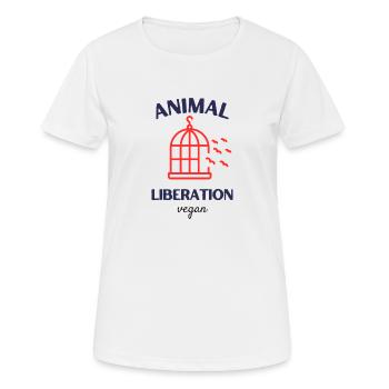 Animal Liberation, vegan - Frauen T-Shirt atmungsaktiv - Weiß - Vorne - AI Model Female 172 dark (172cm)