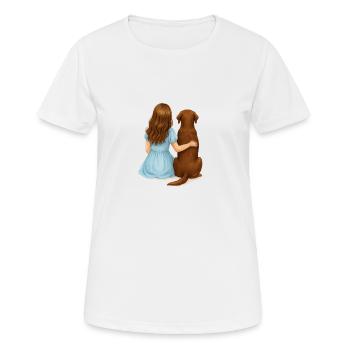 Brünette Frau mit braunem Labrador - Frauen T-Shirt atmungsaktiv - Weiß - Vorne - AI Model Female 172 dark (172cm)