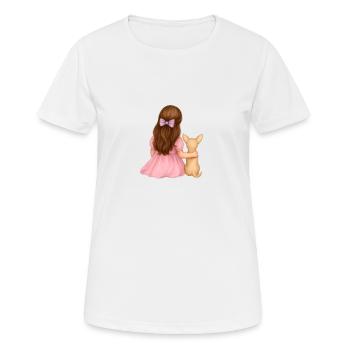 Little brunette girl with chihuah - Women's Breathable T-Shirt - white - Front - AI Model Female 172 dark (172cm)