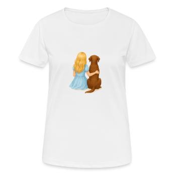 Blonde Frau mit Labrador - Frauen T-Shirt atmungsaktiv - Weiß - Vorne - AI Model Female 172 dark (172cm)