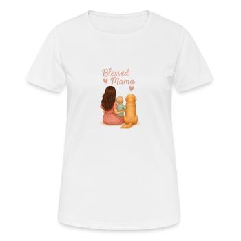 Gesegnete Mama – mit Baby und Golden Retriever - Frauen T-Shirt atmungsaktiv - Weiß - Vorne - AI Model Female 172 dark (172cm)