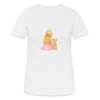Blonde Girl with Chihuahua Motif - Women's Breathable T-Shirt - white - Front - AI Model Female 172 dark (172cm)