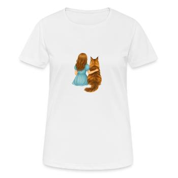 Girl with Cat – Magical Friendship - Women's Breathable T-Shirt - white - Front - AI Model Female 172 dark (172cm)