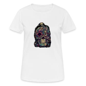 Crâne psychédélique surréaliste - T-shirt respirant Femme - blanc - Devant - AI Model Female 172 dark (172cm)
