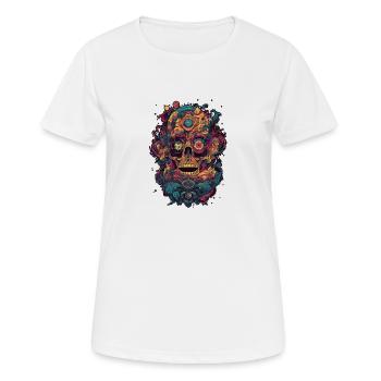 Crâne psychédélique surréaliste - T-shirt respirant Femme - blanc - Devant - AI Model Female 172 dark (172cm)