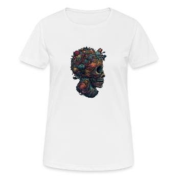 Crâne surréaliste et psychédélique trippant - T-shirt respirant Femme - blanc - Devant - AI Model Female 172 dark (172cm)
