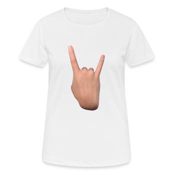 Signe des cornes (dos) - T-shirt respirant Femme - blanc - Devant - AI Model Female 172 dark (172cm)