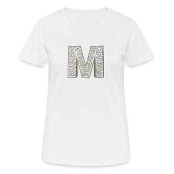 M, lettre, lettre M, initiale, initiale M, monogramme, - T-shirt respirant Femme - blanc - Devant - AI Model Female 172 dark (172cm)