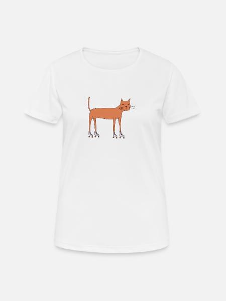 Chat sur roller quad - T-shirt respirant Femme - blanc