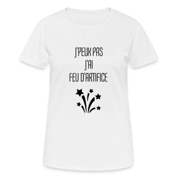 Feu d'artifice Artificier Pyrotechnique Pétard - T-shirt respirant Femme - blanc - Devant - AI Model Female 172 dark (172cm)