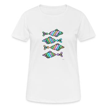 Pisces Abstract Colorful Quartet, Eye-Catcher - Women's Breathable T-Shirt - white - Front - AI Model Female 172 dark (172cm)