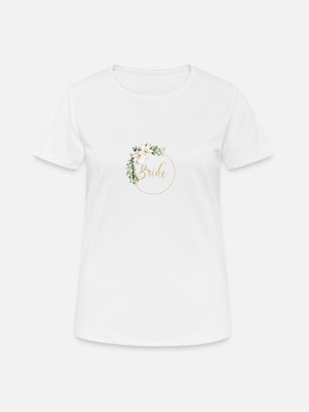 Team Bride! Eucalyptus Kranz, personalisierbar - Frauen T-Shirt atmungsaktiv - Weiß