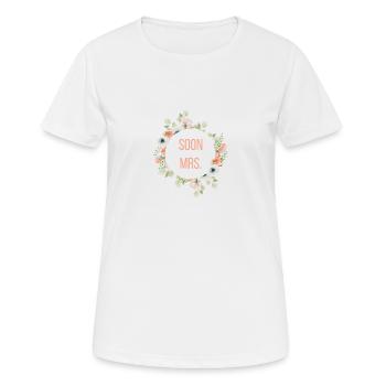 Bientôt Mme - Team Bride! Couronne ronde de fleurs - T-shirt respirant Femme - blanc - Devant - AI Model Female 172 dark (172cm)