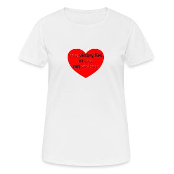 Love and Peace Weltfrieden - Frauen T-Shirt atmungsaktiv - Weiß - Vorne - AI Model Female 172 dark (172cm)