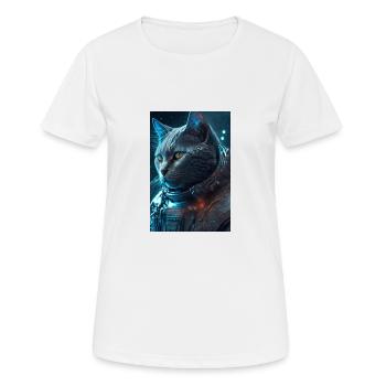 Chat dans l’espace - T-shirt respirant Femme - blanc - Devant - AI Model Female 172 dark (172cm)