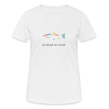 Auf Forellen vertrauen wir - Frauen T-Shirt atmungsaktiv - Weiß - Vorne - AI Model Female 172 dark (172cm)
