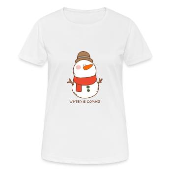 Winter - Frauen T-Shirt atmungsaktiv - Weiß - Vorne - AI Model Female 172 dark (172cm)