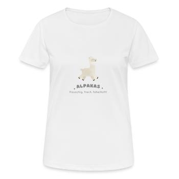 Alpakas - frech und flauschig - Frauen T-Shirt atmungsaktiv - Weiß - Vorne - AI Model Female 172 dark (172cm)