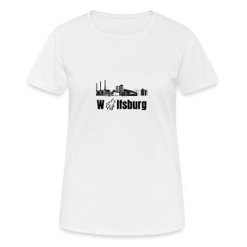 Wolfsburg Fanartikel Wolfsburg Skyline Wölfe Wolf - Frauen T-Shirt atmungsaktiv - Weiß - Vorne - AI Model Female 172 dark (172cm)