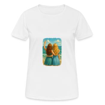 Freundinnen am Meer Design - Frauen T-Shirt atmungsaktiv - Weiß - Vorne - AI Model Female 172 dark (172cm)