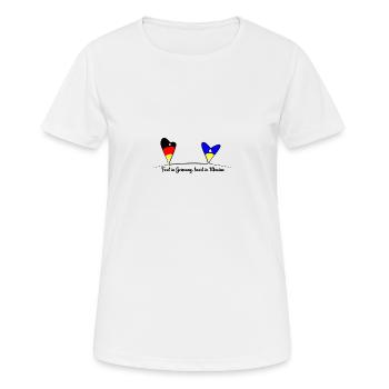 Feet in Germany, heart in Ukraine - Frauen T-Shirt atmungsaktiv - Weiß - Vorne - AI Model Female 172 dark (172cm)