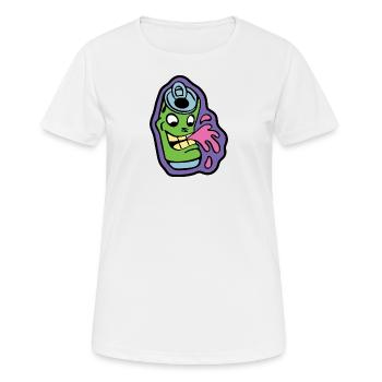 Verrückte Spuck-Soda-Pop-Getränkedose aus Metall - Karikatur - Frauen T-Shirt atmungsaktiv - Weiß - Vorne - AI Model Female 172 dark (172cm)