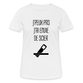 Humour Chier Scier Menuisier Menuiserie Bois - T-shirt respirant Femme - blanc - Devant - AI Model Female 172 dark (172cm)