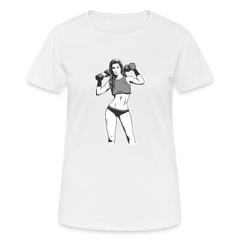 Frau Fitnessstudio - Frauen T-Shirt atmungsaktiv - Weiß - Vorne - AI Model Female 172 dark (172cm)
