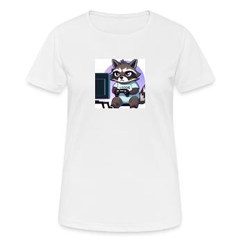 Racoon Playing Computer Games - Women's Breathable T-Shirt - white - Front - AI Model Female 172 dark (172cm)