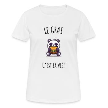 Le gras c'est la vie ! Humour de mangeur - T-shirt respirant Femme - blanc - Devant - AI Model Female 172 dark (172cm)