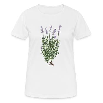 Lavendel botanische Zeichnung - Frauen T-Shirt atmungsaktiv - Weiß - Vorne - AI Model Female 172 dark (172cm)