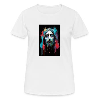 JESUS - Farbe bunt - Frauen T-Shirt atmungsaktiv - Weiß - Vorne - AI Model Female 172 dark (172cm)