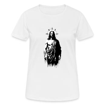 Jesus Christus StreetART Banksy Style - Frauen T-Shirt atmungsaktiv - Weiß - Vorne - AI Model Female 172 dark (172cm)