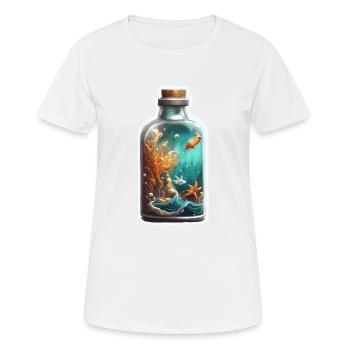 Magische Flasche / Korken / Unterwasser / Fische - Frauen T-Shirt atmungsaktiv - Weiß - Vorne - AI Model Female 172 dark (172cm)