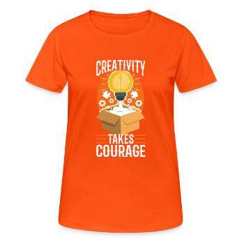 Creativity Takes Courage - Frauen T-Shirt atmungsaktiv - Neonorange - Vorne - AI Model Female 172 dark (172cm)