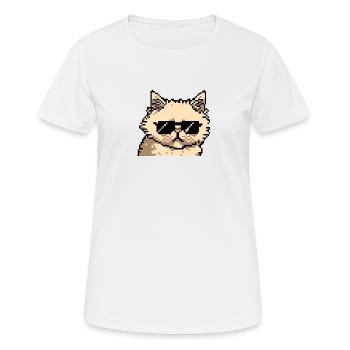 Perserkatze Negan mit Sonnenbrille in Pixelart - Frauen T-Shirt atmungsaktiv - Weiß - Vorne - AI Model Female 172 dark (172cm)