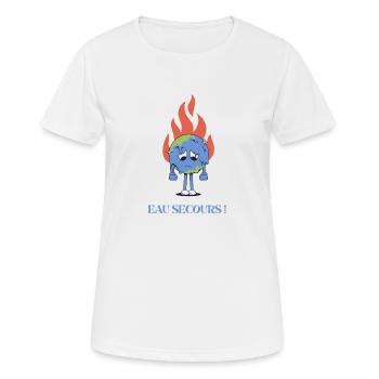 Eau secours. Protege ta planète - T-shirt respirant Femme - blanc - Devant - AI Model Female 172 dark (172cm)
