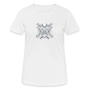 Armored Sentinel: Crossed Pistols Skull - Women's Breathable T-Shirt - white - Front - AI Model Female 172 dark (172cm)