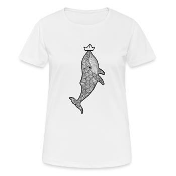 Wal Schiff - Frauen T-Shirt atmungsaktiv - Weiß - Vorne - AI Model Female 172 dark (172cm)