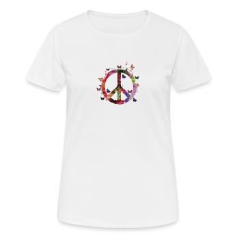 Weltfrieden, Frieden, Friedenssymbol, Friedenszeichen - Frauen T-Shirt atmungsaktiv - Weiß - Vorne - AI Model Female 172 dark (172cm)