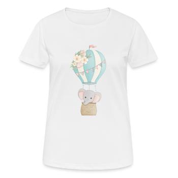 Éléphant en montgolfière - T-shirt respirant Femme - blanc - Devant - AI Model Female 172 dark (172cm)
