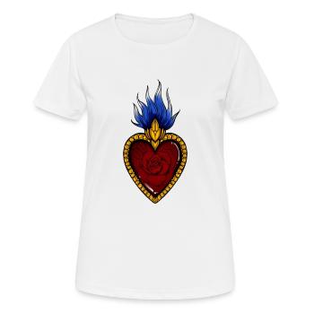 Sacred Heart Flames Tattoo Stil von INKPALI - Frauen T-Shirt atmungsaktiv - Weiß - Vorne - AI Model Female 172 dark (172cm)