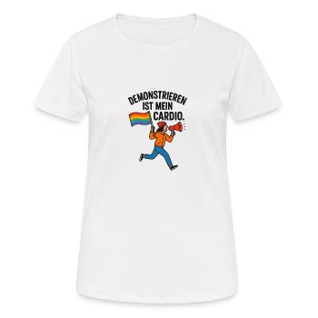 Demonstrieren ist mein Cardio. - Frauen T-Shirt atmungsaktiv - Weiß - Vorne - AI Model Female 172 dark (172cm)